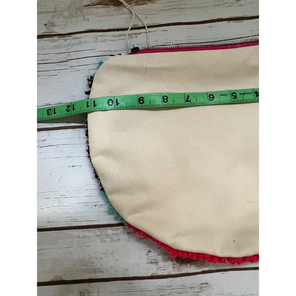 Handmade Clutch Multi-color Punch Needle Tufted Checkered Large OS